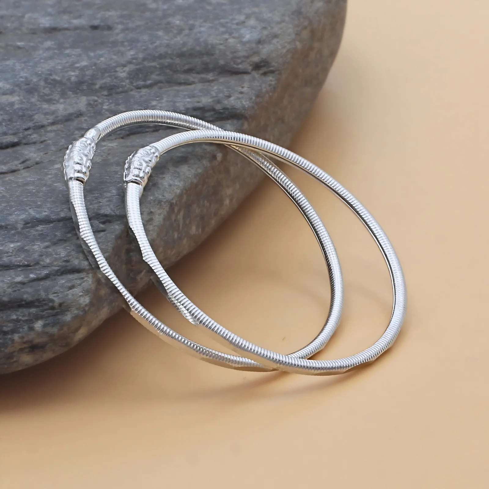 Lucky Elephant Design Real Sterling Silver Kids Bracelets Pair - Image 2