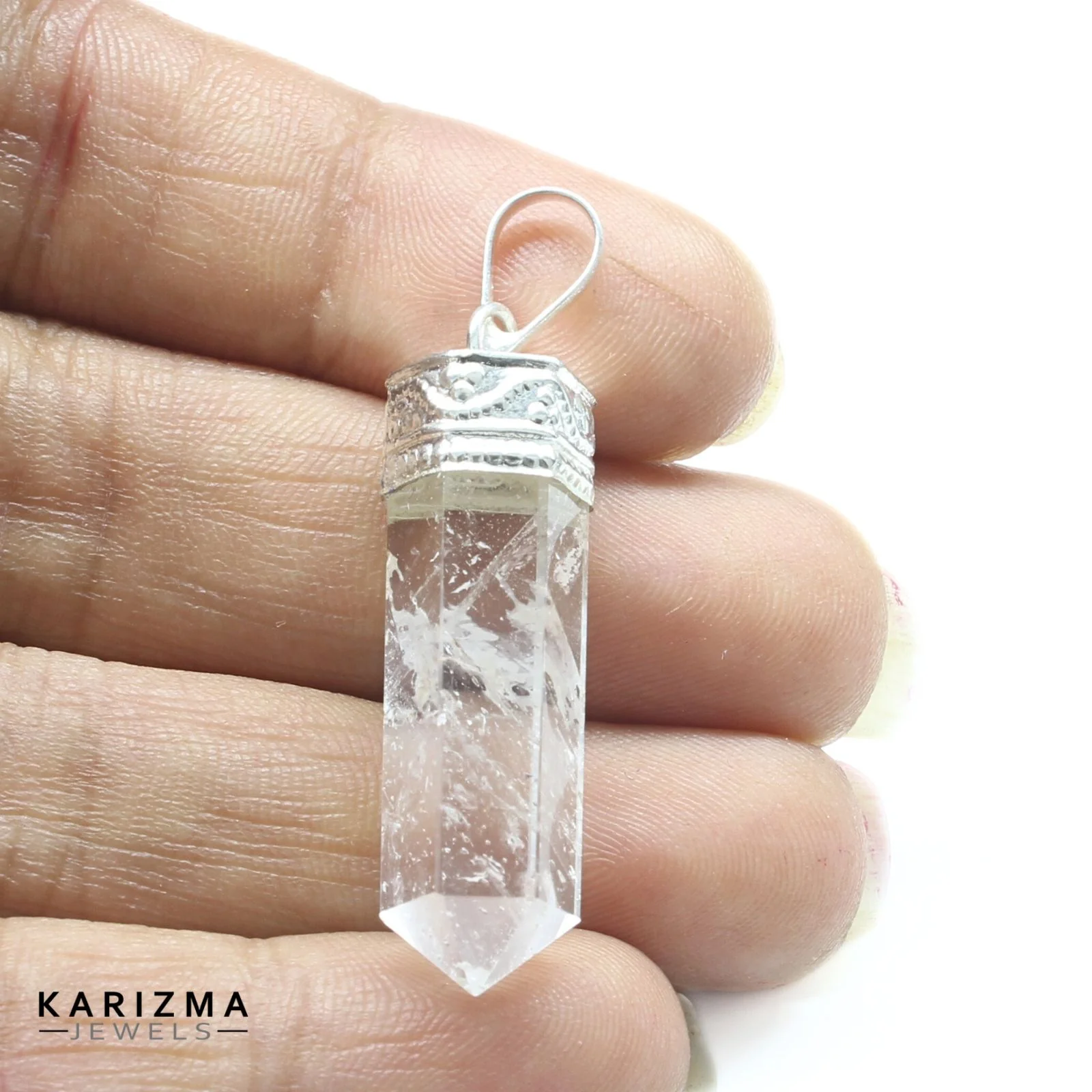 Minimal Pencil Design - Natural Quartz Crystal Healing Pendant - Image 2