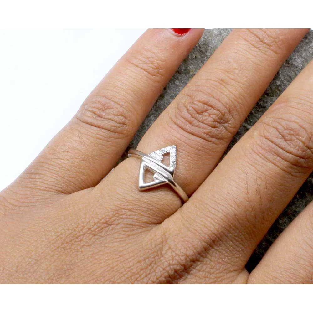 Modern Geometric Shape 925 Silver Fashion Ring - Image 2