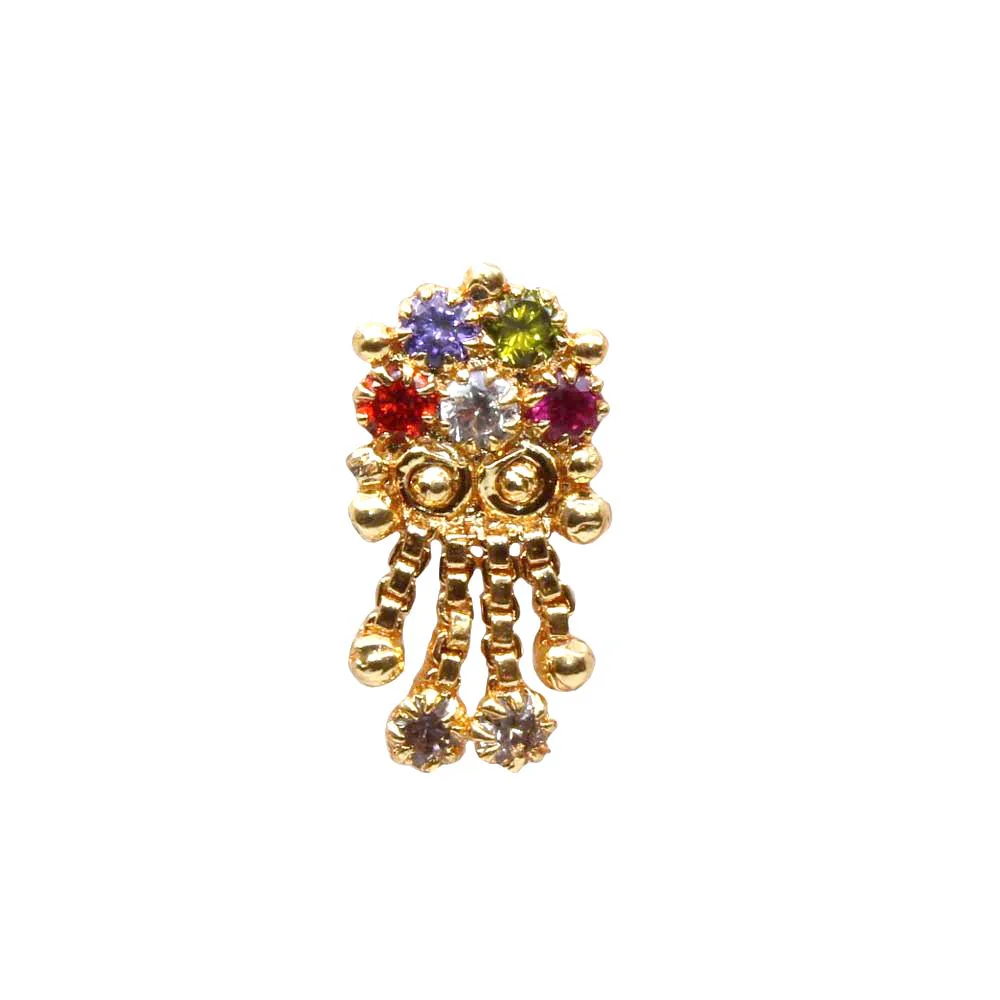 Multi CZ Dangling nose ring Push Pin - Image 2