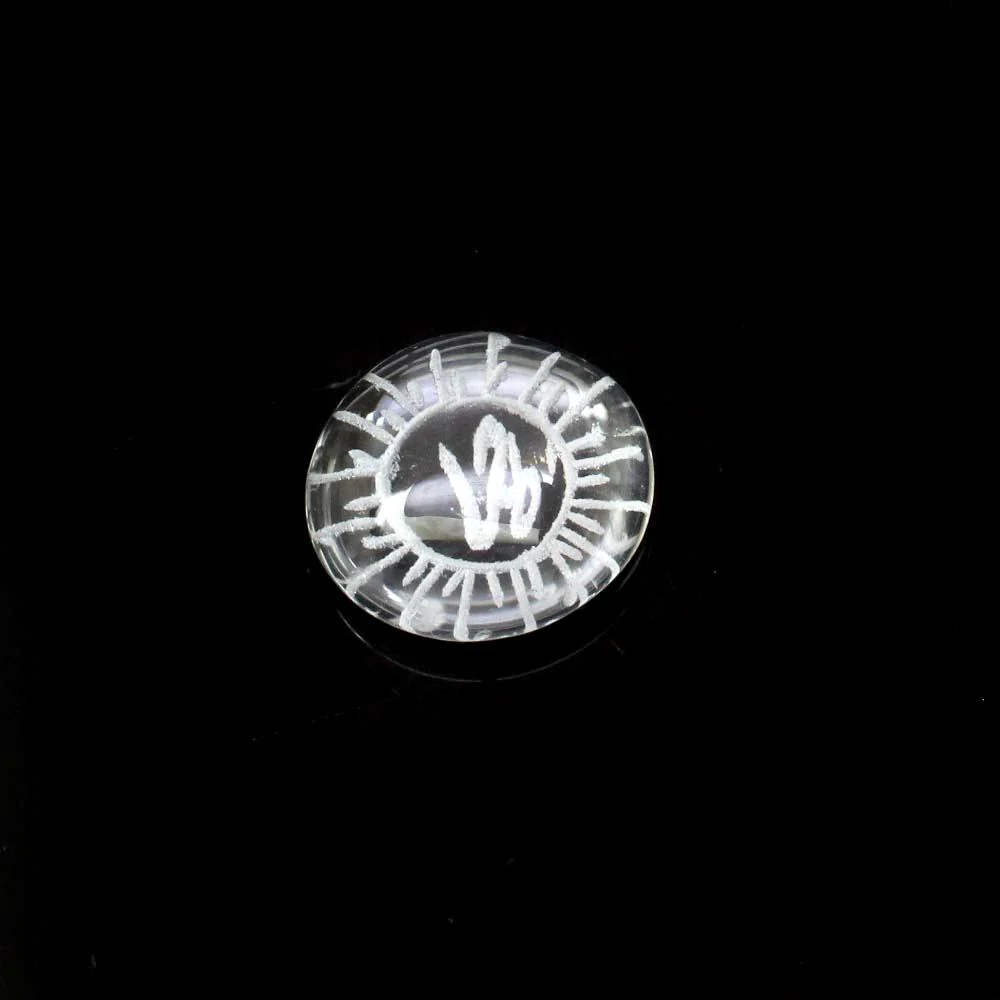 Natural Clear Quartz Sun OM Engraved Crystal Gemstone - Image 3