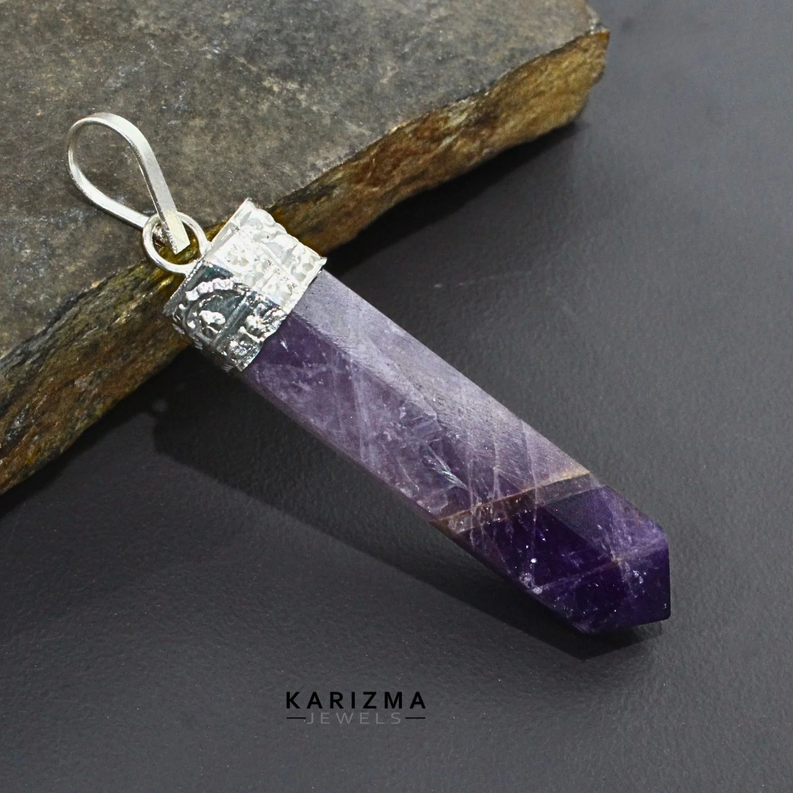 Natural Pencil Pendant – 31.8Ct Polished Amethyst Healer