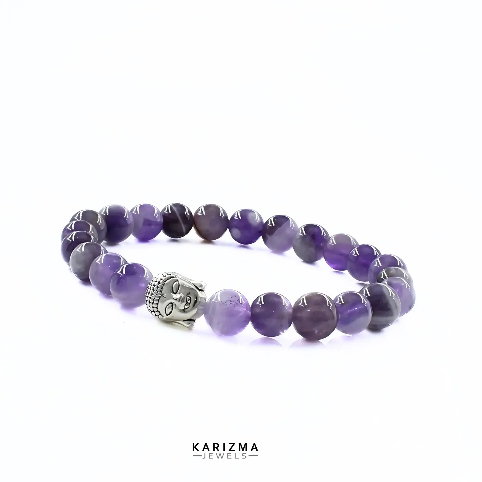 Natural Purple Amethyst stones With Buddha Face Protection Bracelet - Image 4