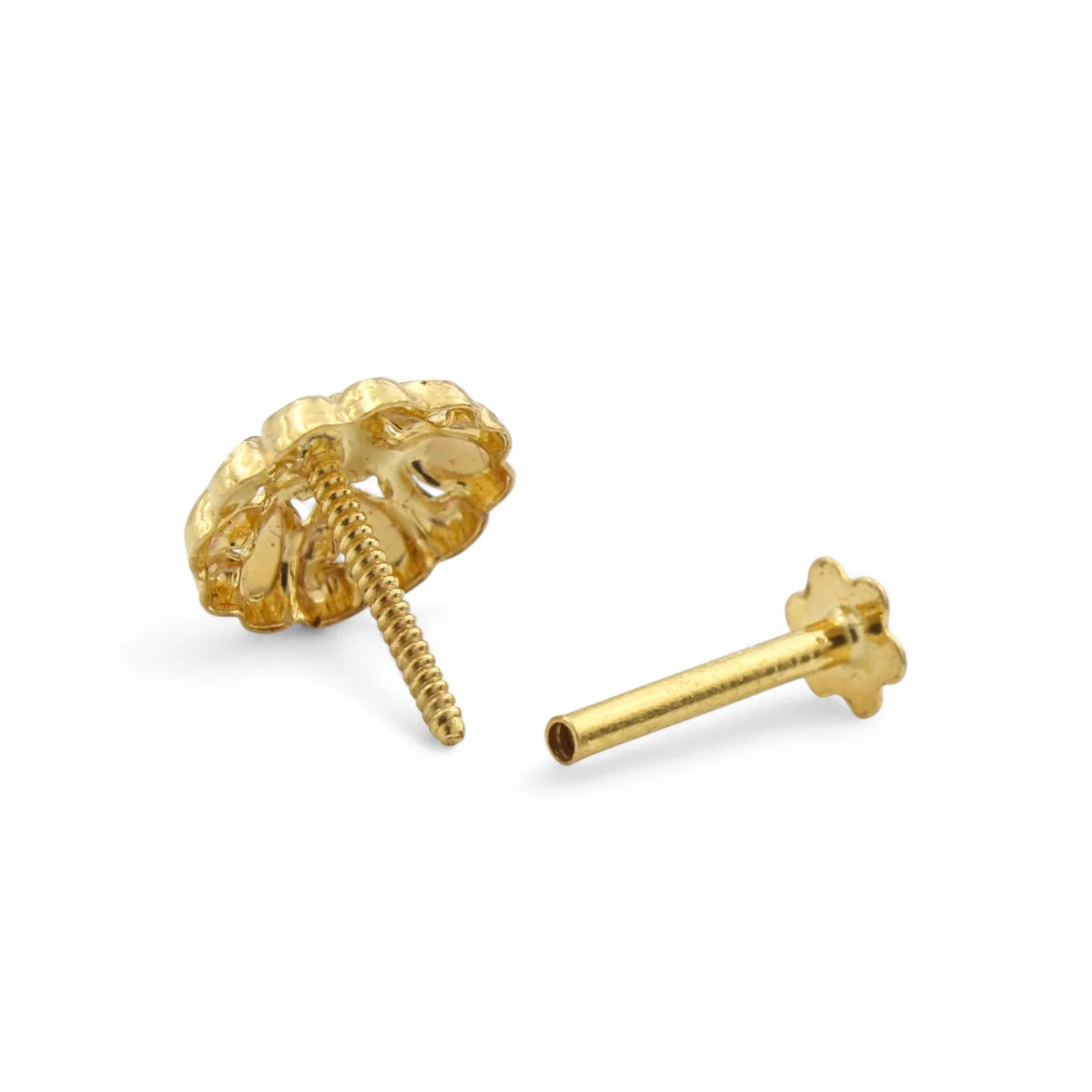 18K Gold Screw back Nose\Ear Stud – Lightweight Gold Nose Jewelry - Image 4