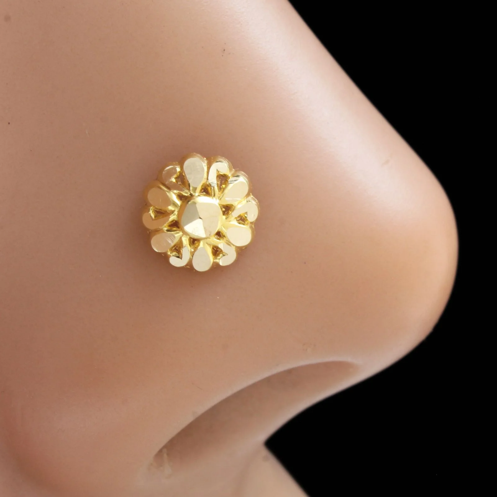 18K Gold Screw back Nose\Ear Stud – Lightweight Gold Nose Jewelry - Image 5