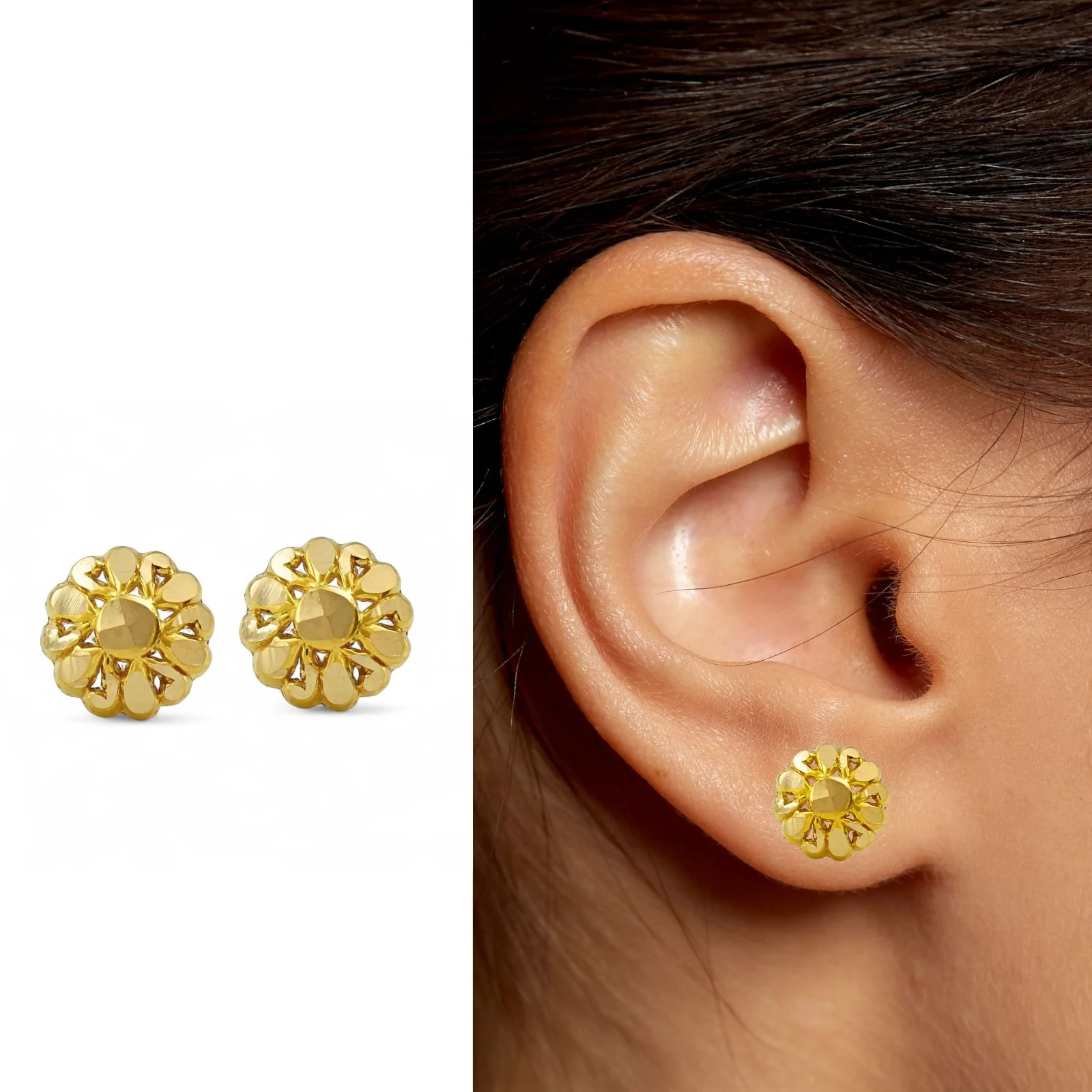 18K Gold Screw back Nose\Ear Stud – Lightweight Gold Nose Jewelry - Image 6