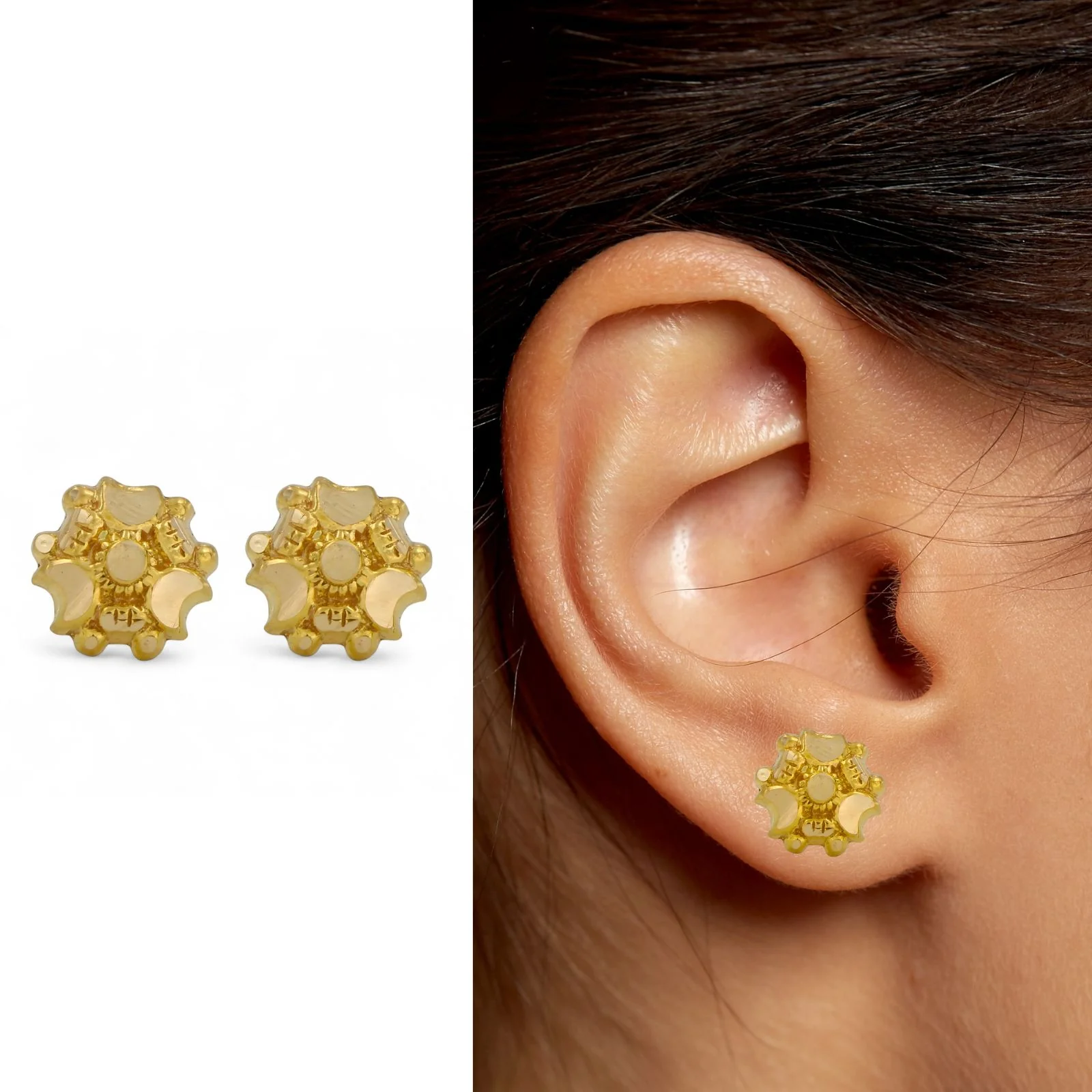 18K Gold Screw Nose\Ear Stud - Indian Nose Jewelry for Women - Image 5