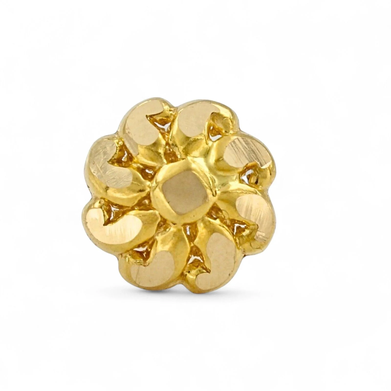 Handcrafted 18K Gold Floral Nose\Ear Stud – Screw Back Nose Pin Made in India - Image 2
