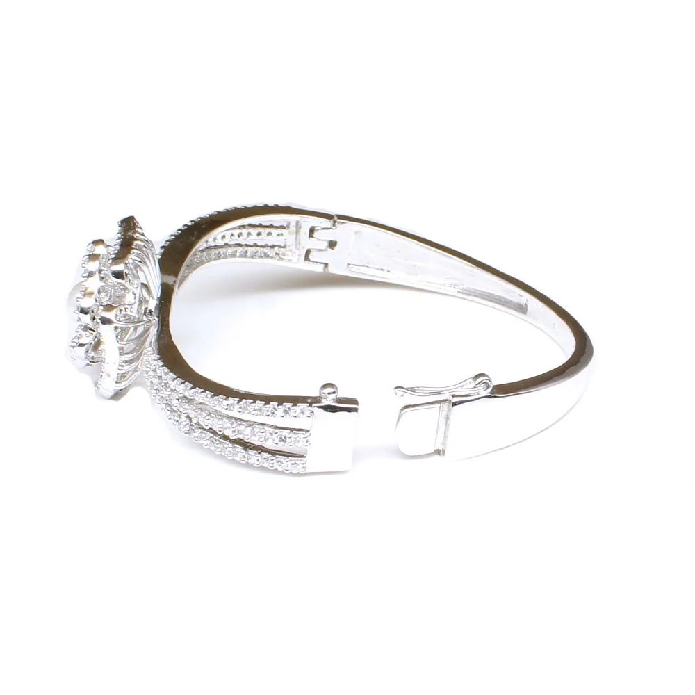 Pear Floral Fashion CZ Bracelet Bangle Platinum Finish - Image 3
