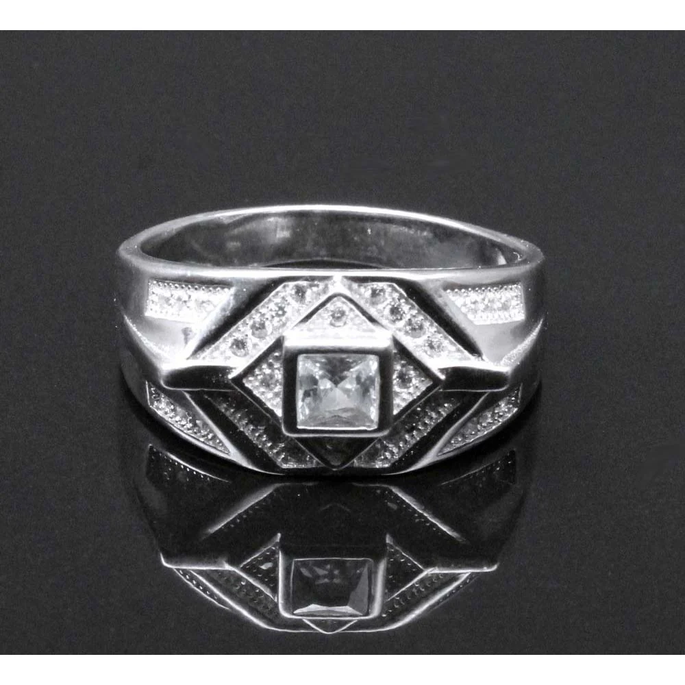 Platinum Finish White CZ 925 Silver Men's  Durable Ring - Image 3