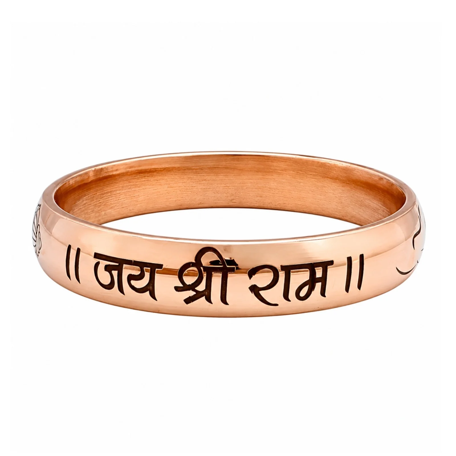 Copper Kada Bracelet Jai Shri Ram, Hanuman Face & Gada Deep Engraved - Image 2