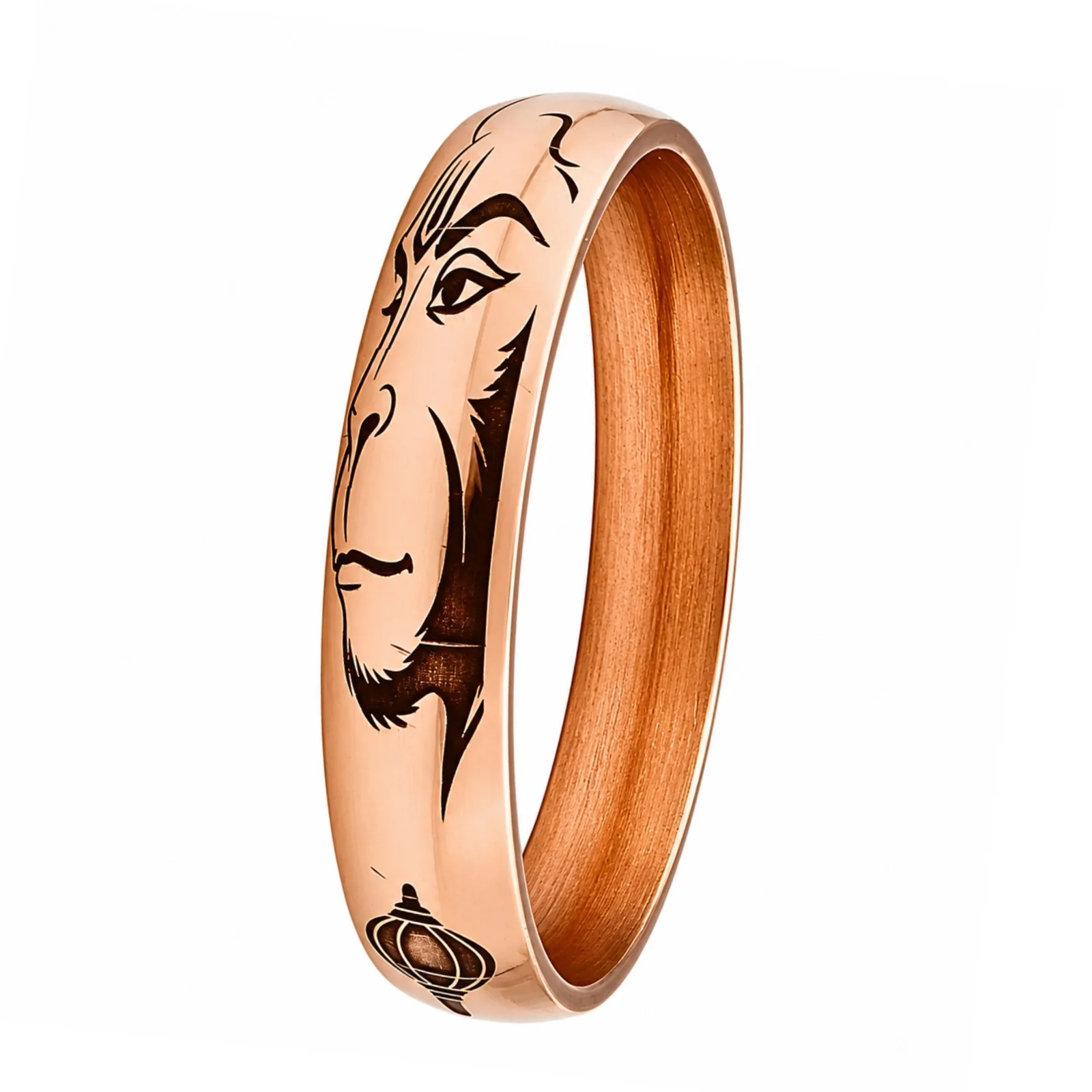 Copper Kada Bracelet Jai Shri Ram, Hanuman Face & Gada Deep Engraved - Image 3