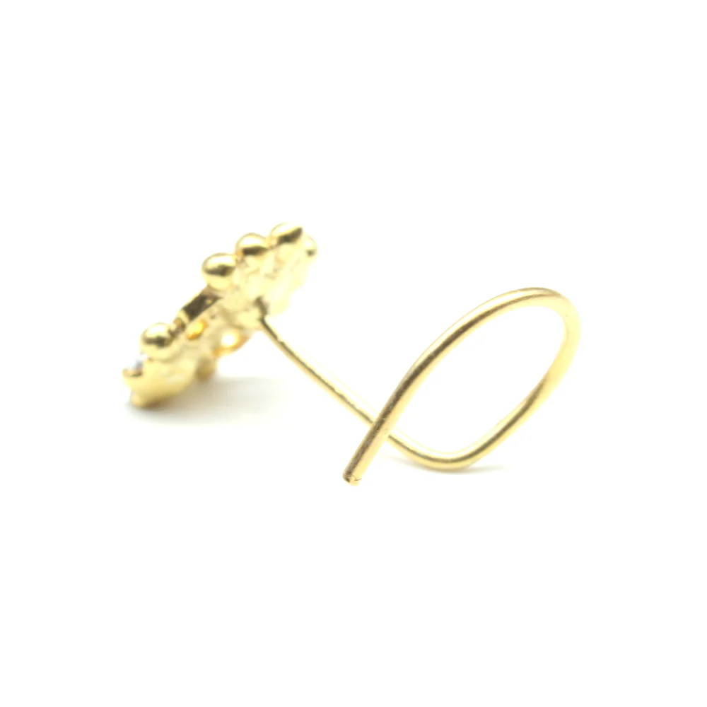 Princess-cut gold plated nose pin - Image 3
