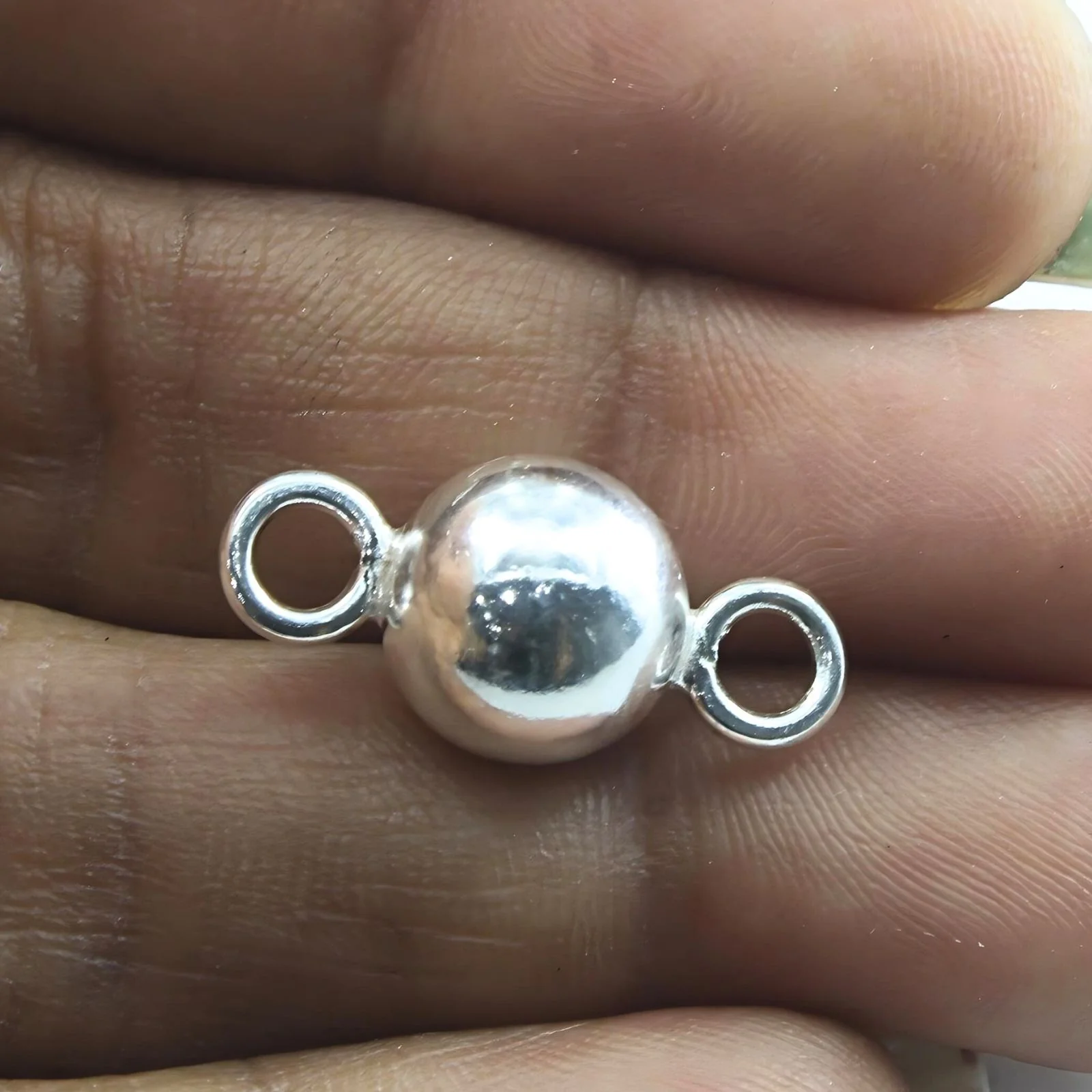Pure silver Solid Ball for astrology chandi ki Goli 2 Loops Pendant - Image 3