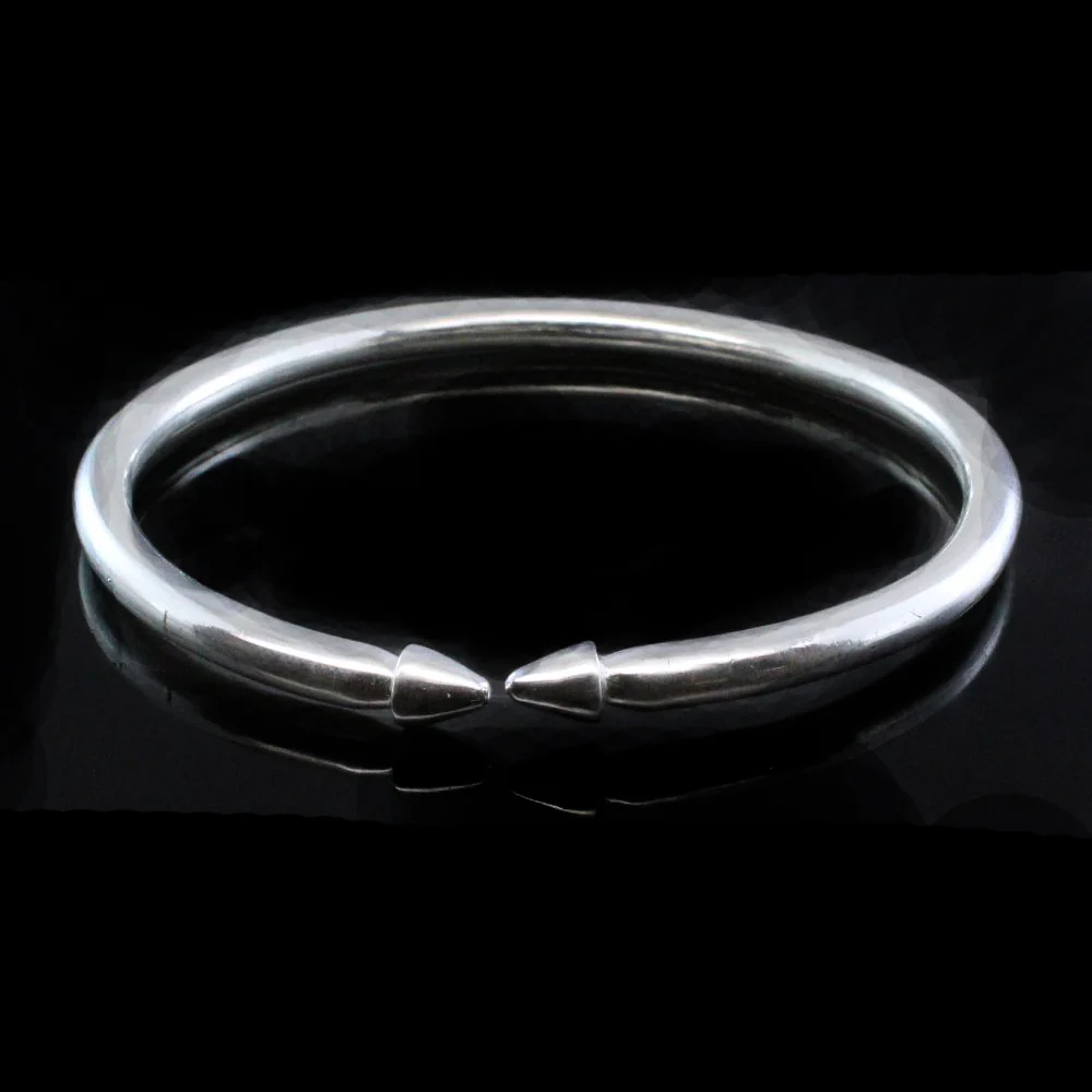 Pure silver solid open cuff Bangle bracelet kada for Men - Image 3