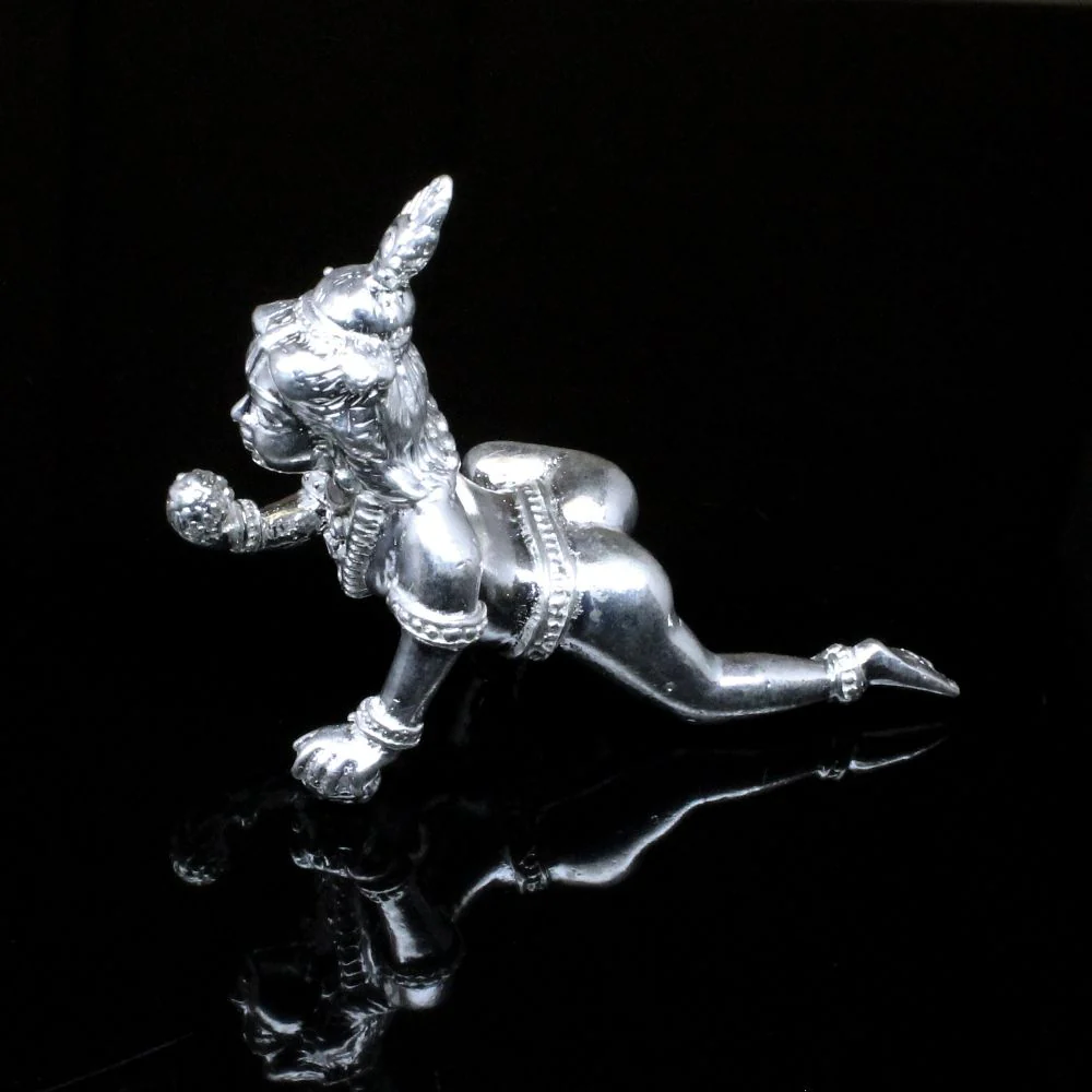 Pure solid Silver Bal Krishna Ladoo Gopal Kanha Ji silver idol - Solid inside - Image 4