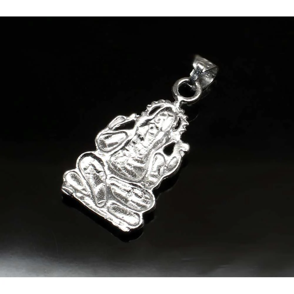 Pure Solid Silver Lord Sitting Ganesha ganpati religious God Pendant - Image 3
