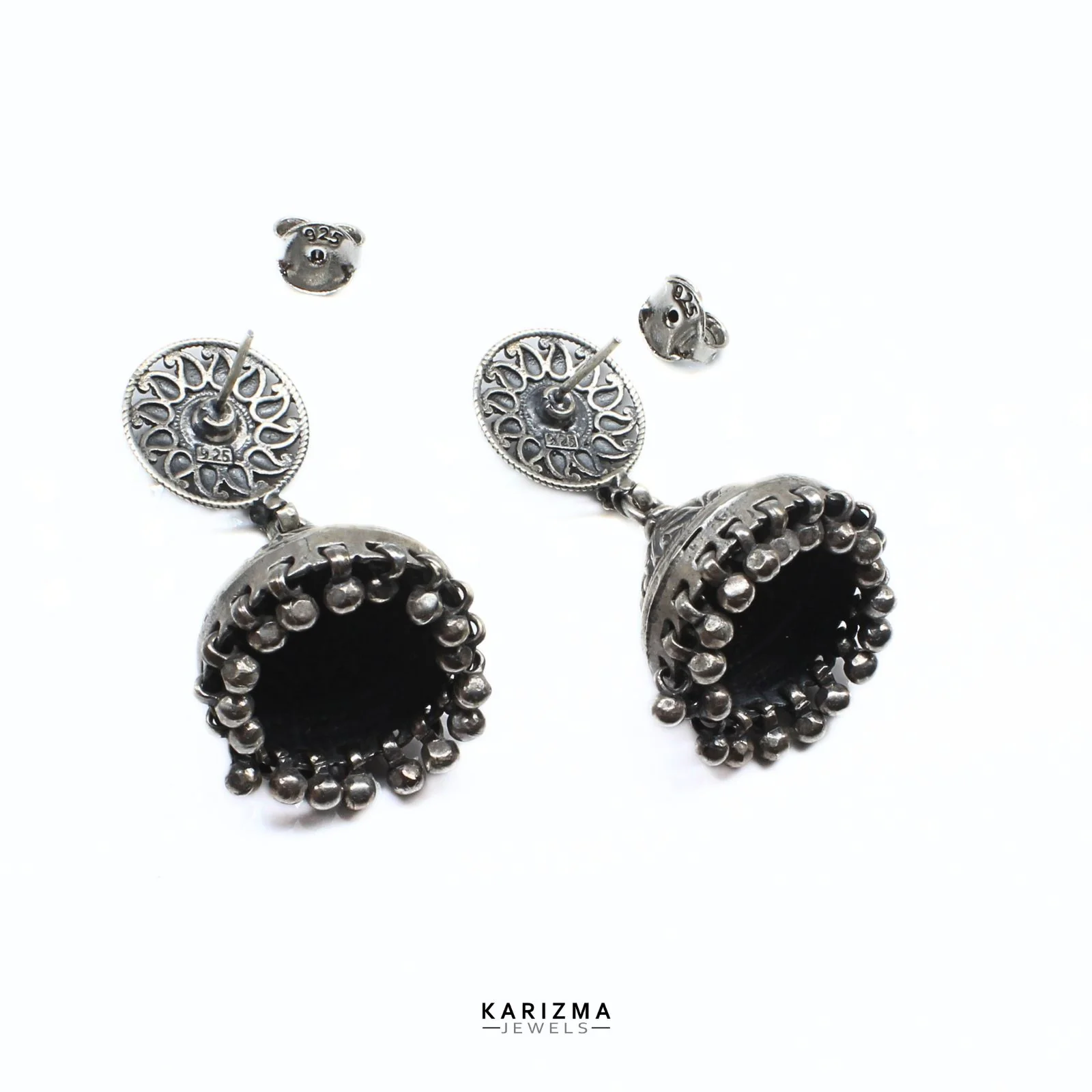 Rani Pink Stone 925 Sterling Silver Oxidized Handcrafted women Earrings - Image 5
