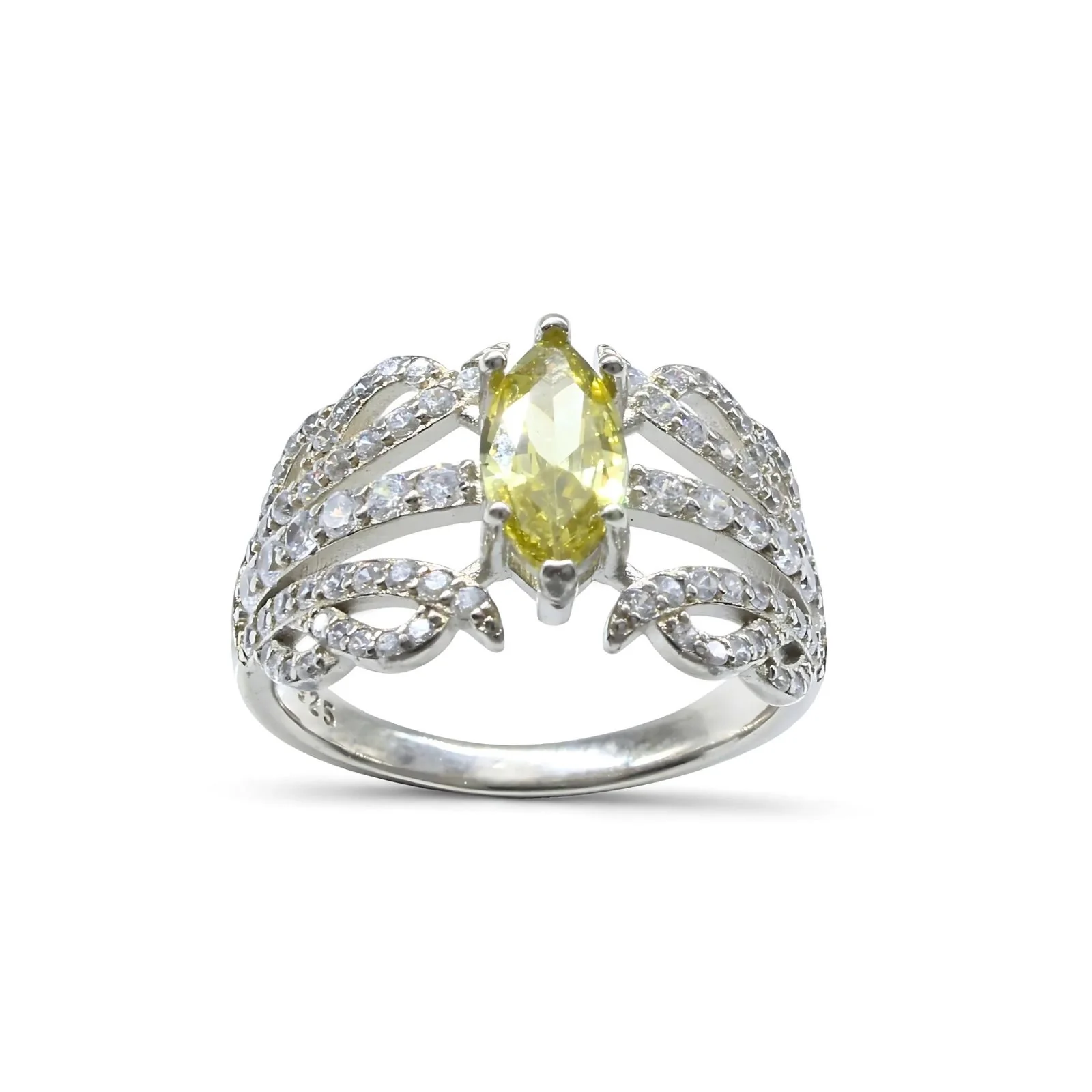 Real 925 Silver Lemon White CZ Engagement Ring - Image 4