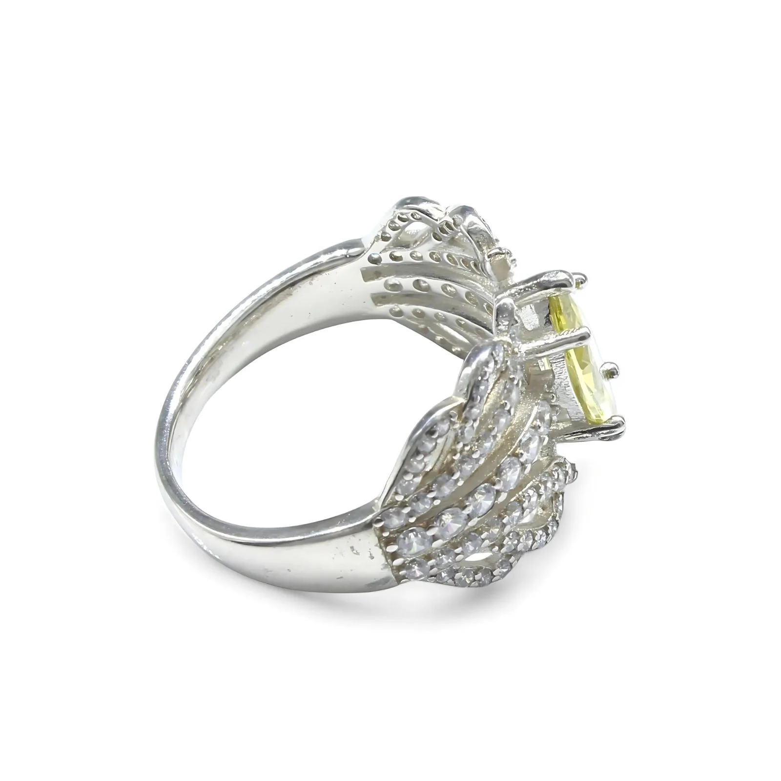 Real 925 Silver Lemon White CZ Engagement Ring - Image 5