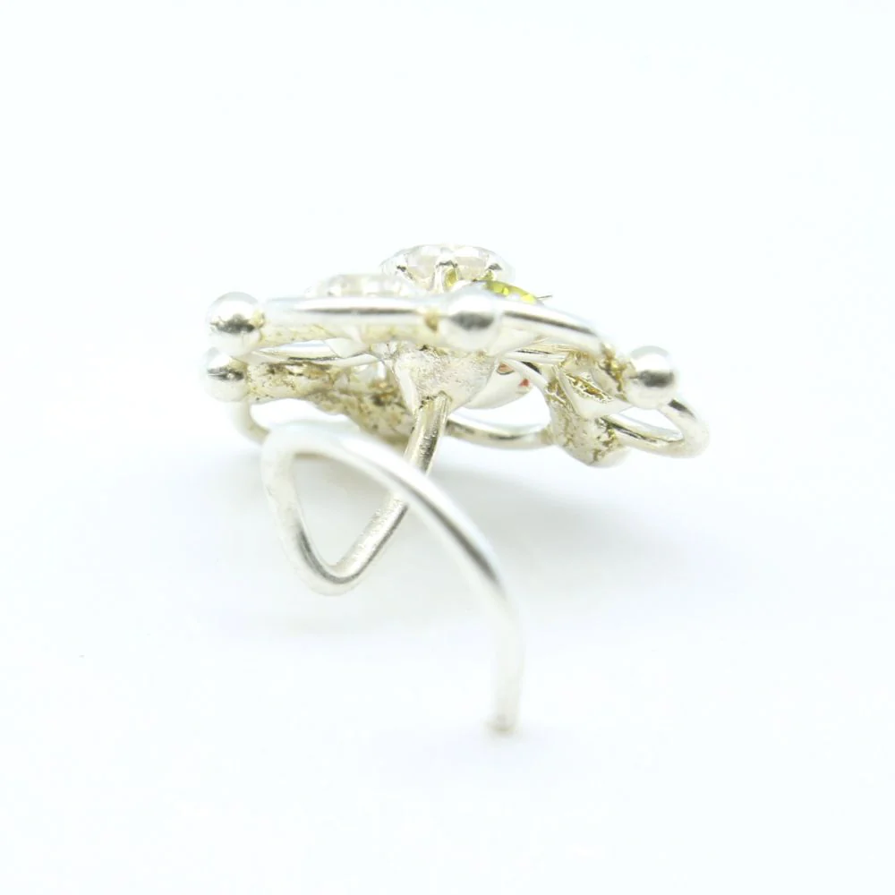 Floral Colorful CZ Twisted Silver Piercing - Image 3