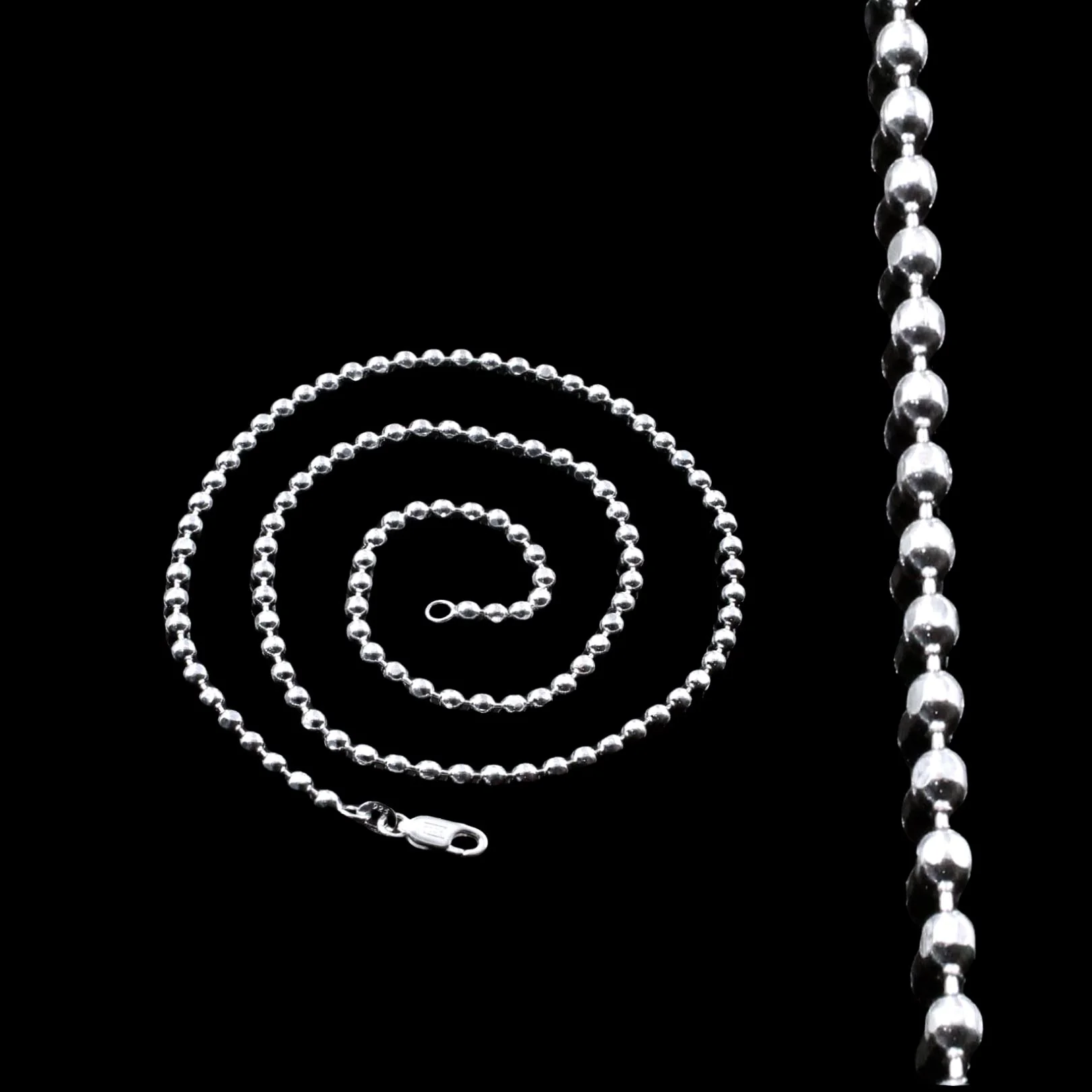 Real 925 Sterling Silver Ball Design Unisex Neck Chain 18" - Image 2