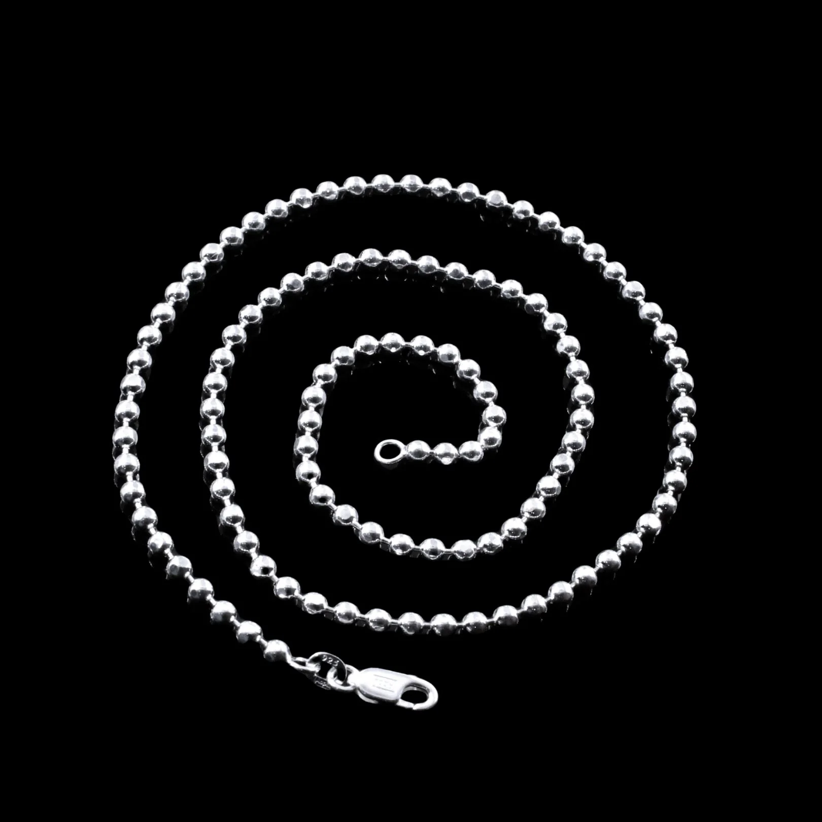 Real 925 Sterling Silver Ball Design Unisex Neck Chain 18" - Image 3