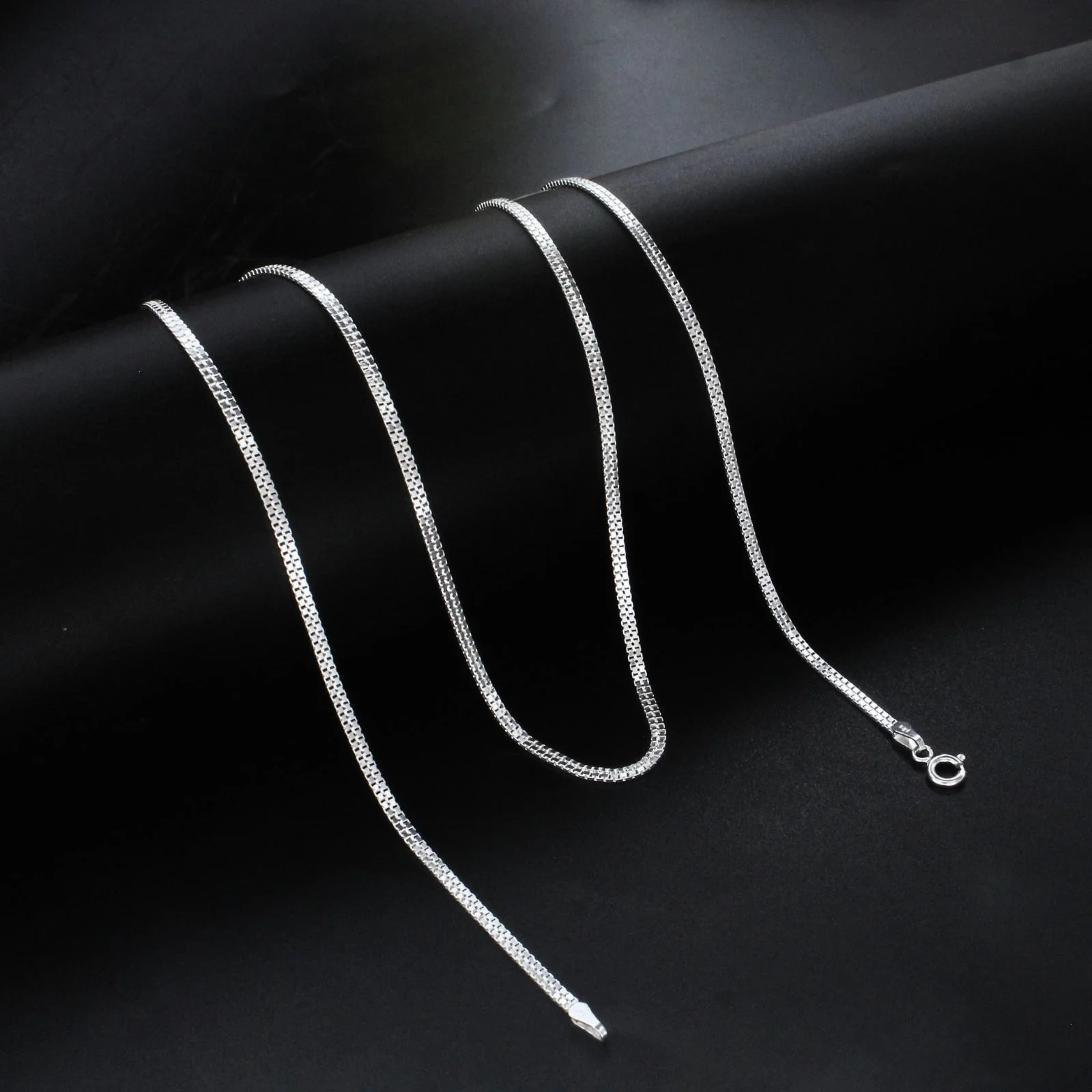 Real 925 Sterling Silver box design Neck Chain 24" - Image 2