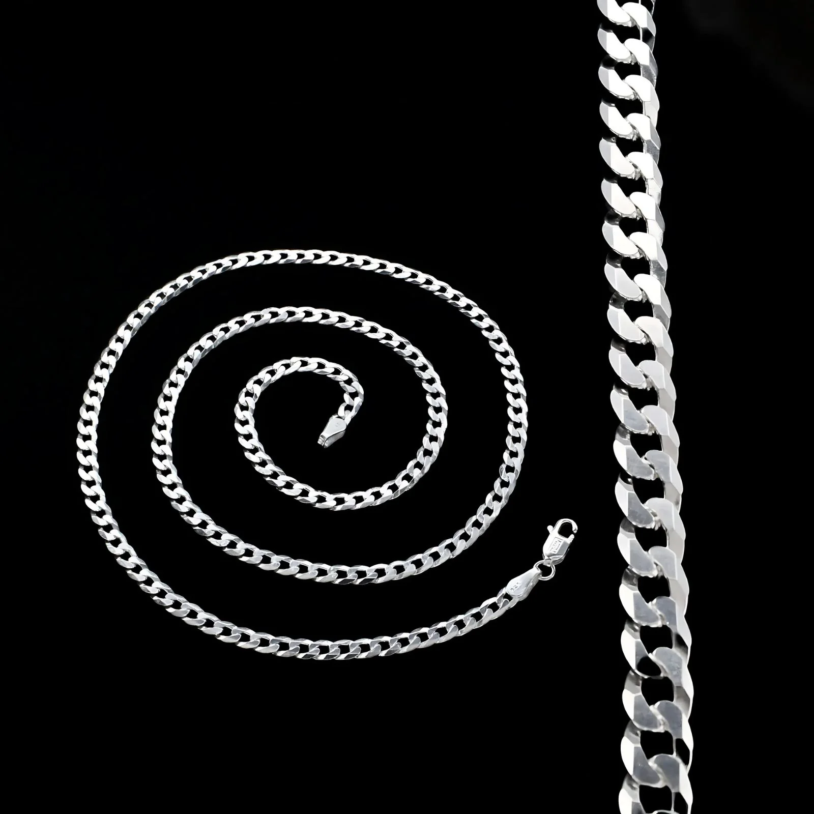 Real 925 Sterling Silver Excellent Cuban Link Neck Chain 20" - Image 2