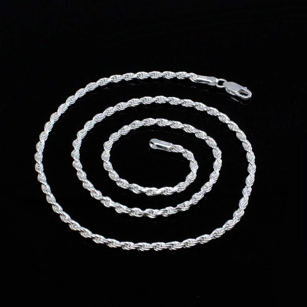 Real 925 Sterling Silver Indian Rope Design Chain 20" Neck Chain - Image 3