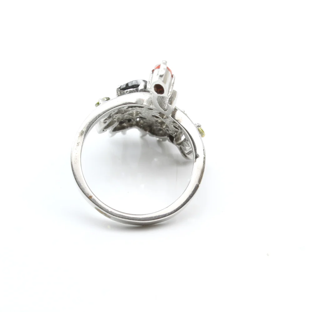 Real 925 Sterling Silver Multi  CZ Peacock Feather Ring for Women - Image 5