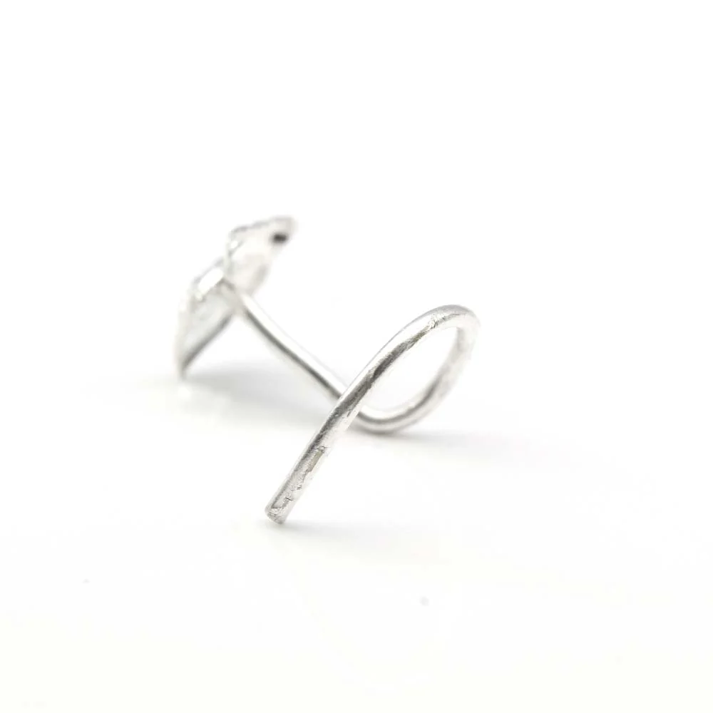Heart Design Twisted Silver Nose Pin - Image 3