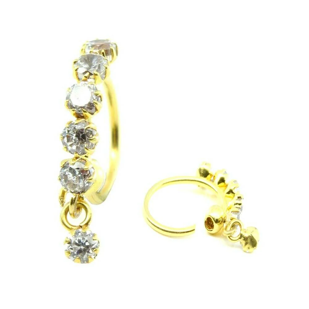 Real Gold Nose Ring hoop 14k Yellow Gold piercing nose ring ball closure 22g