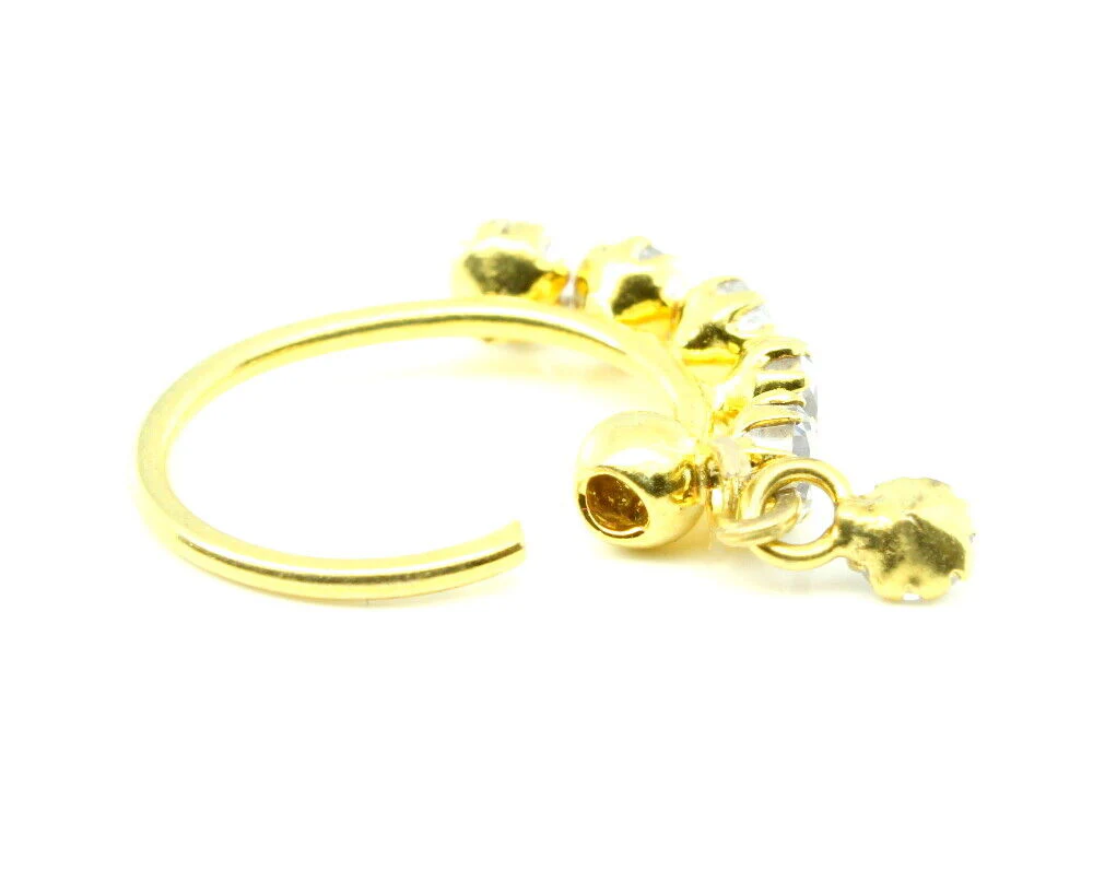 Real Gold Nose Ring hoop 14k Yellow Gold piercing nose ring ball closure 22g - Image 4