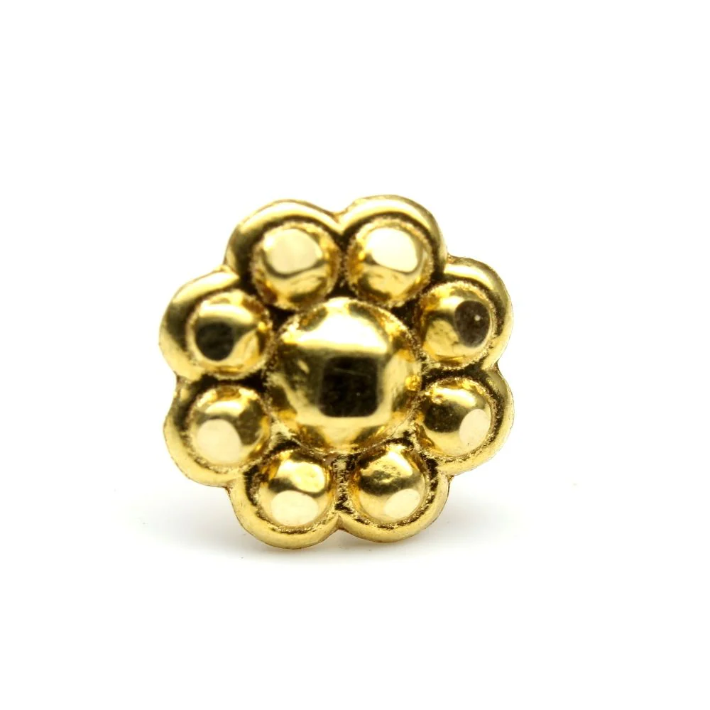 Real Gold Nose stud 14K Ethnic Indian piercing nose ring Push pin - Image 4