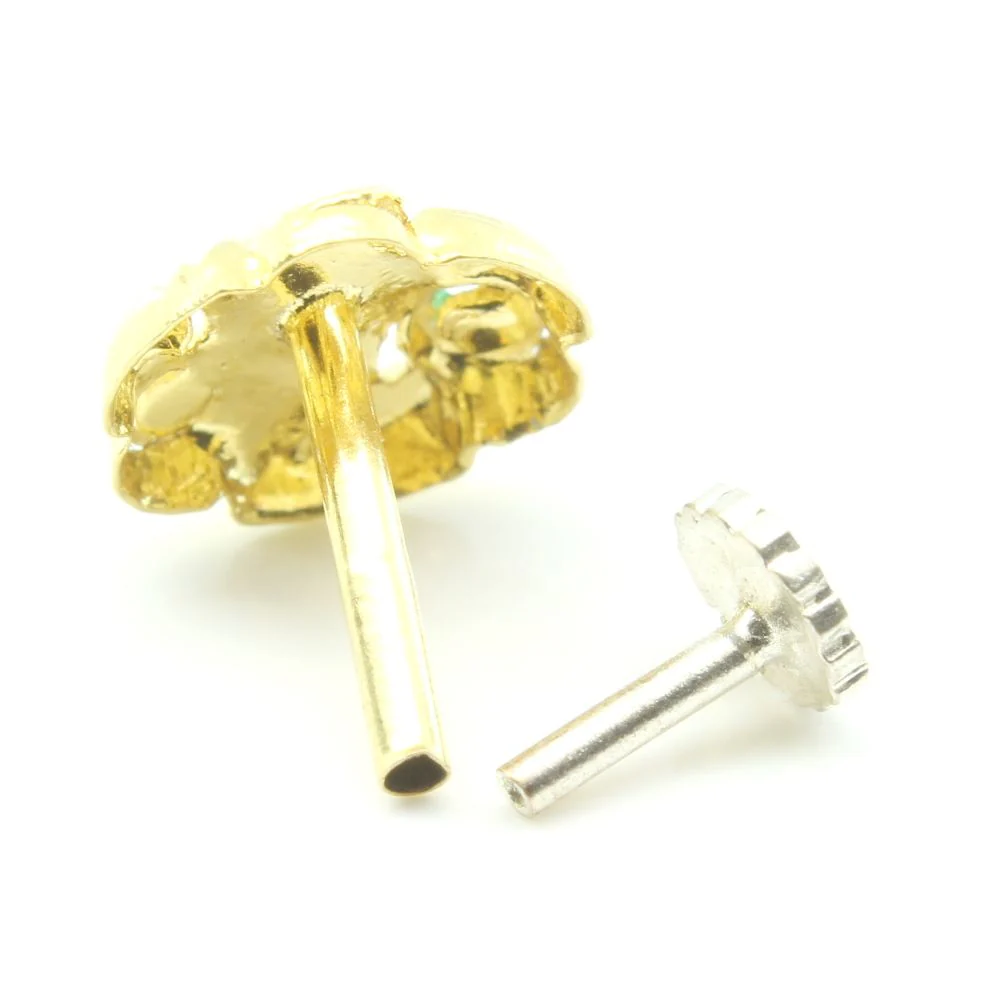 Real Gold Nose Stud Solid 14K Gold Piercing Push pin Nose stud 18g - Image 3
