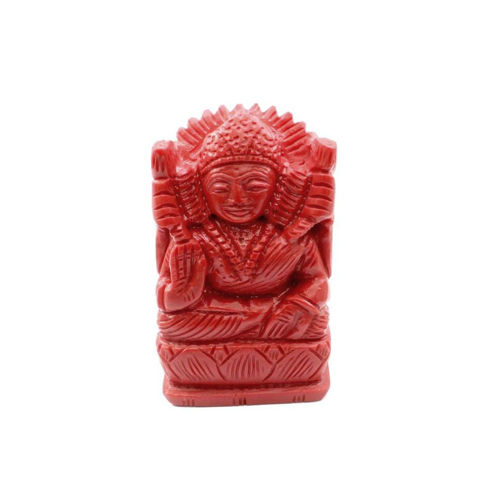 Real Italian Red Coral Ganesh Murti – Hand-Carved Hindu God Statue