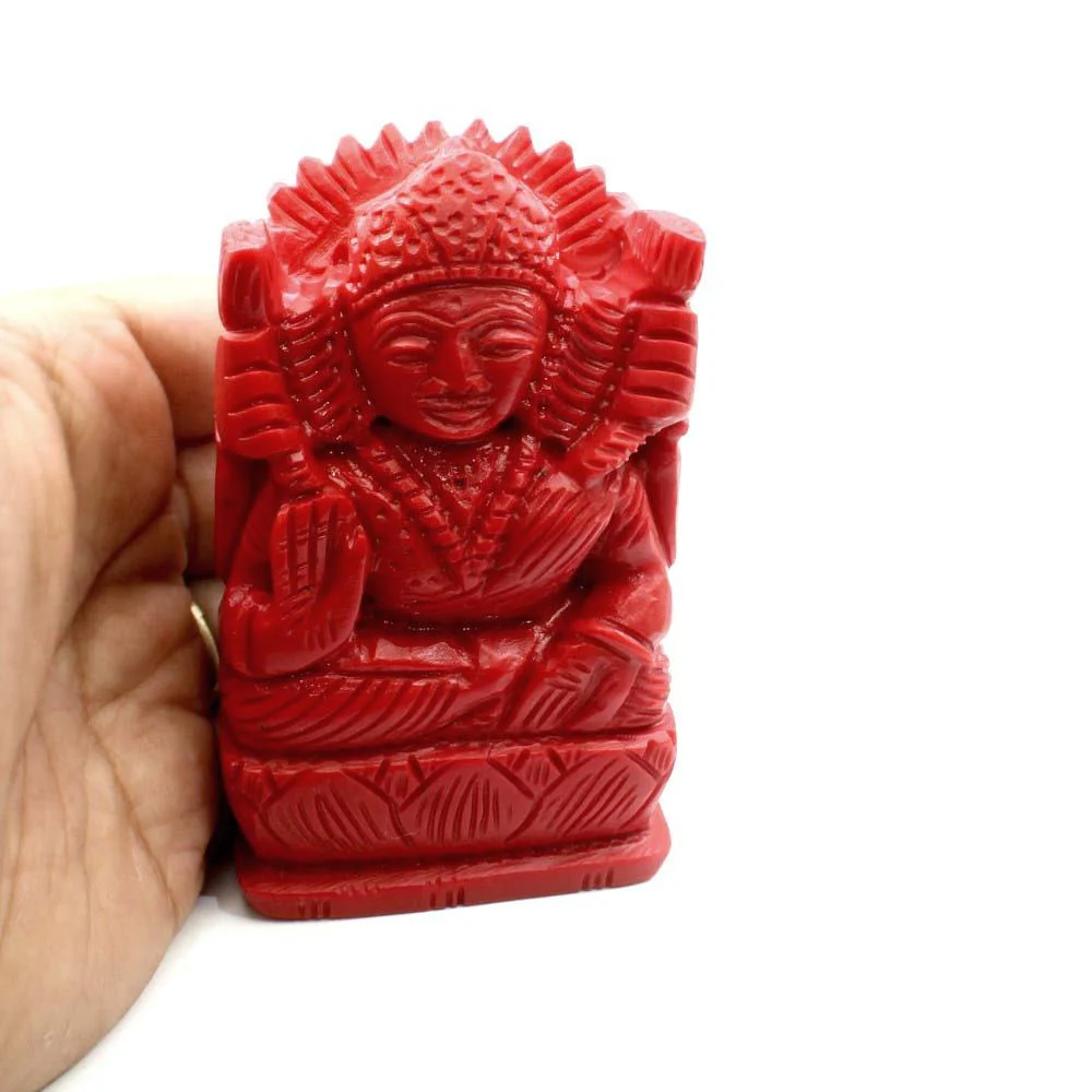 Real Italian Red Coral Ganesh Murti – Hand-Carved Hindu God Statue - Image 5