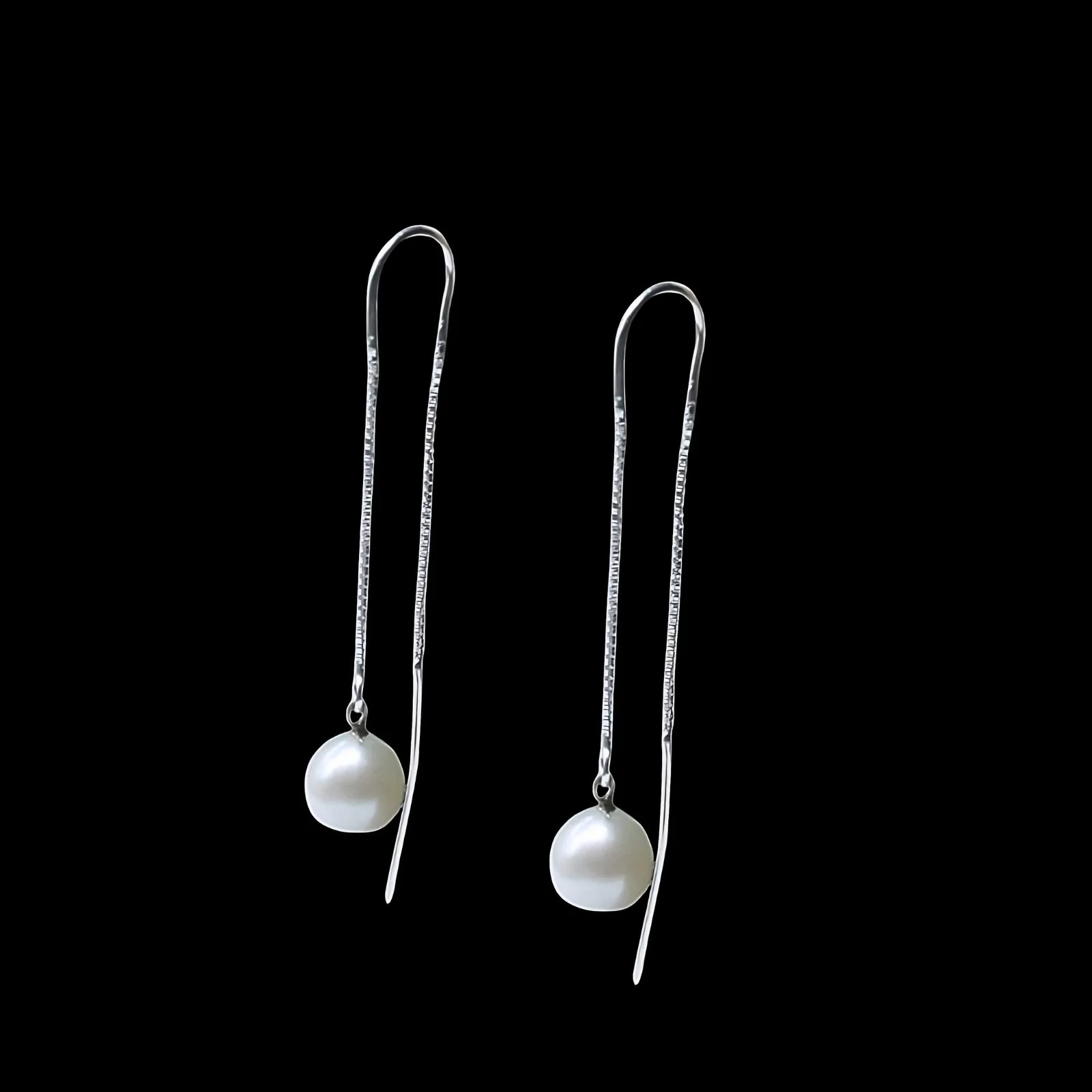 Real Silver Daily Wear White Pearl Sui Dhaga Earrings For Girls And Woman - Image 4