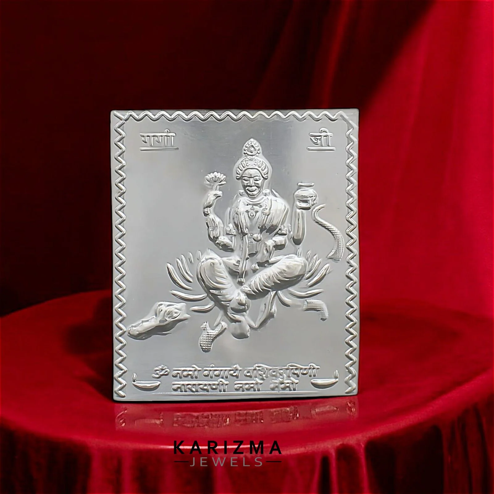 Real Silver Ganga Ji silver sheet for Hindu religious red book remedies