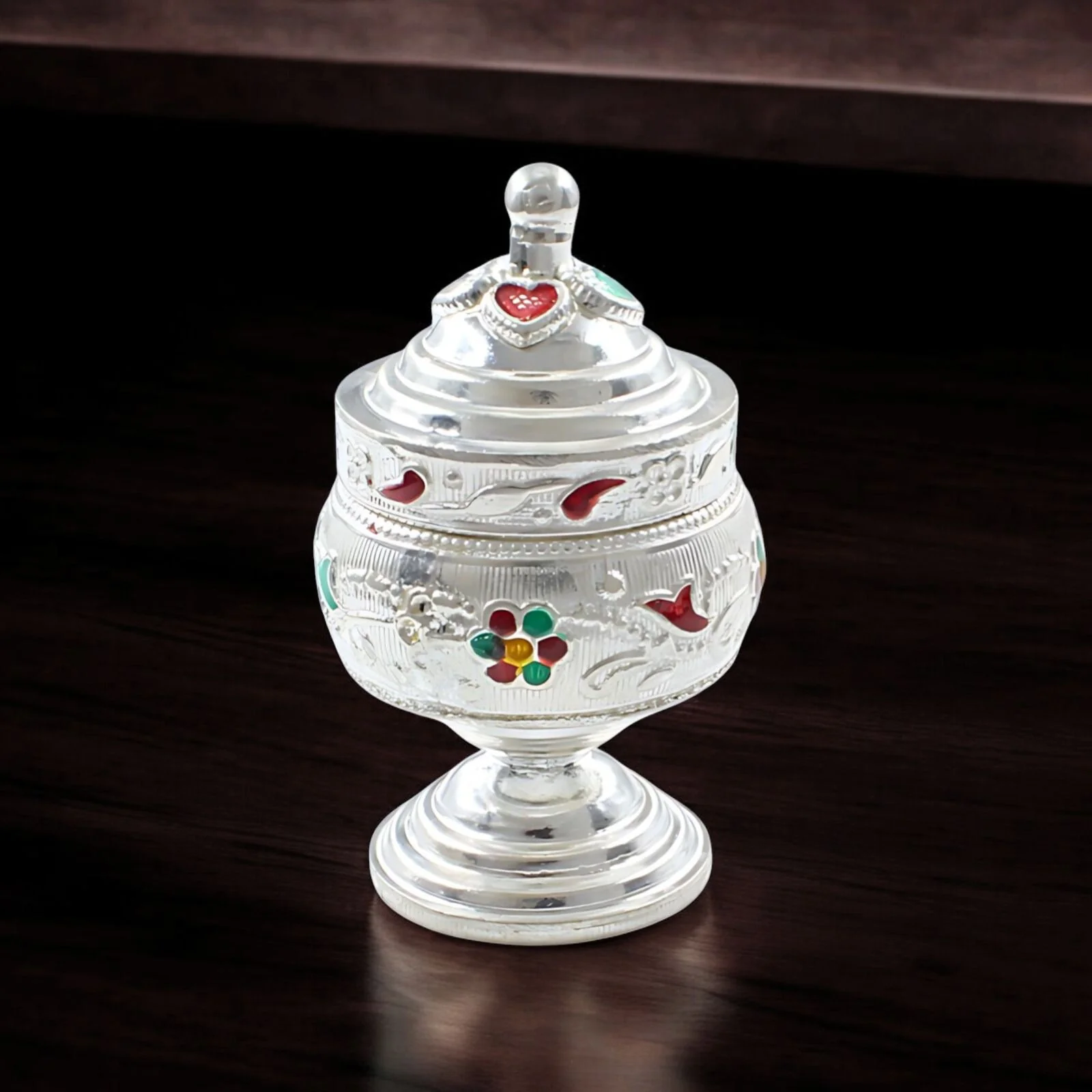 Real Silver Honey Container Enamel Dibbi for Red Book Remedy