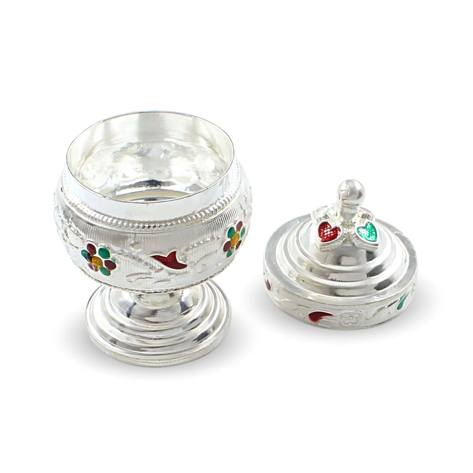 Real Silver Honey Container Enamel Dibbi for Red Book Remedy - Image 5