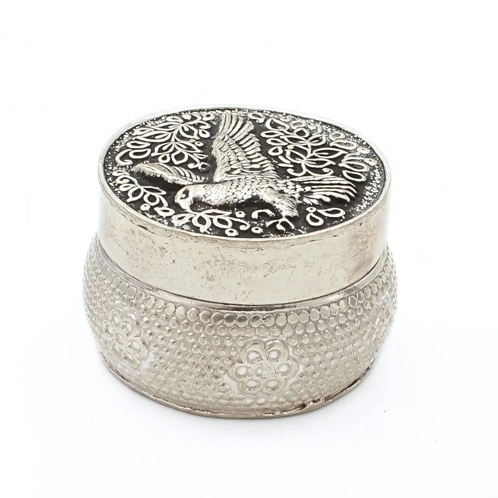 Real Silver Honey Container Oxidized Eagle design Dibbi for Red Book Remedy - Image 4