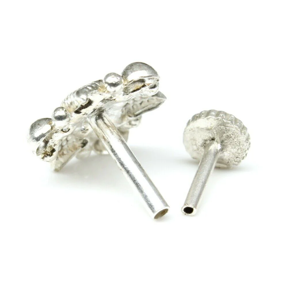 Real Silver mixed-shape cluster Nose Pin - Image 3