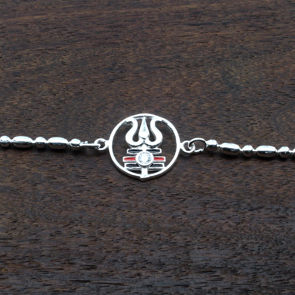 Real Silver Religious Bracelet Rakhi for men women 8.2" - Image 3