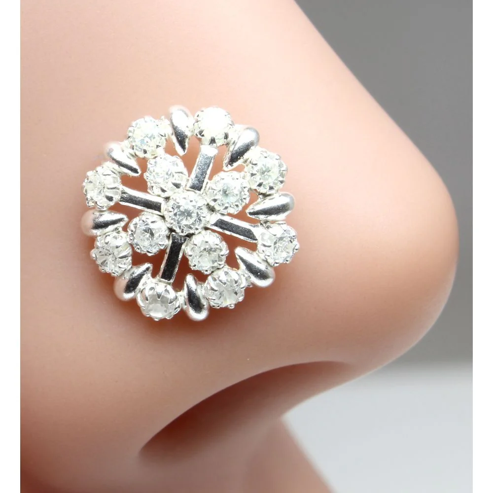 Real Silver Starburst Cluster Nose piercing - Image 2