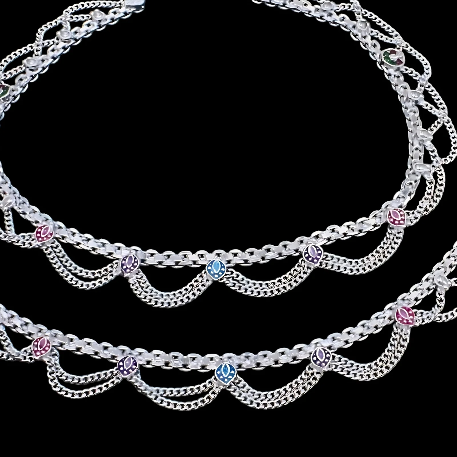Real Silver Traditional Jhalar Style Wedding Anklet for Women - Image 4