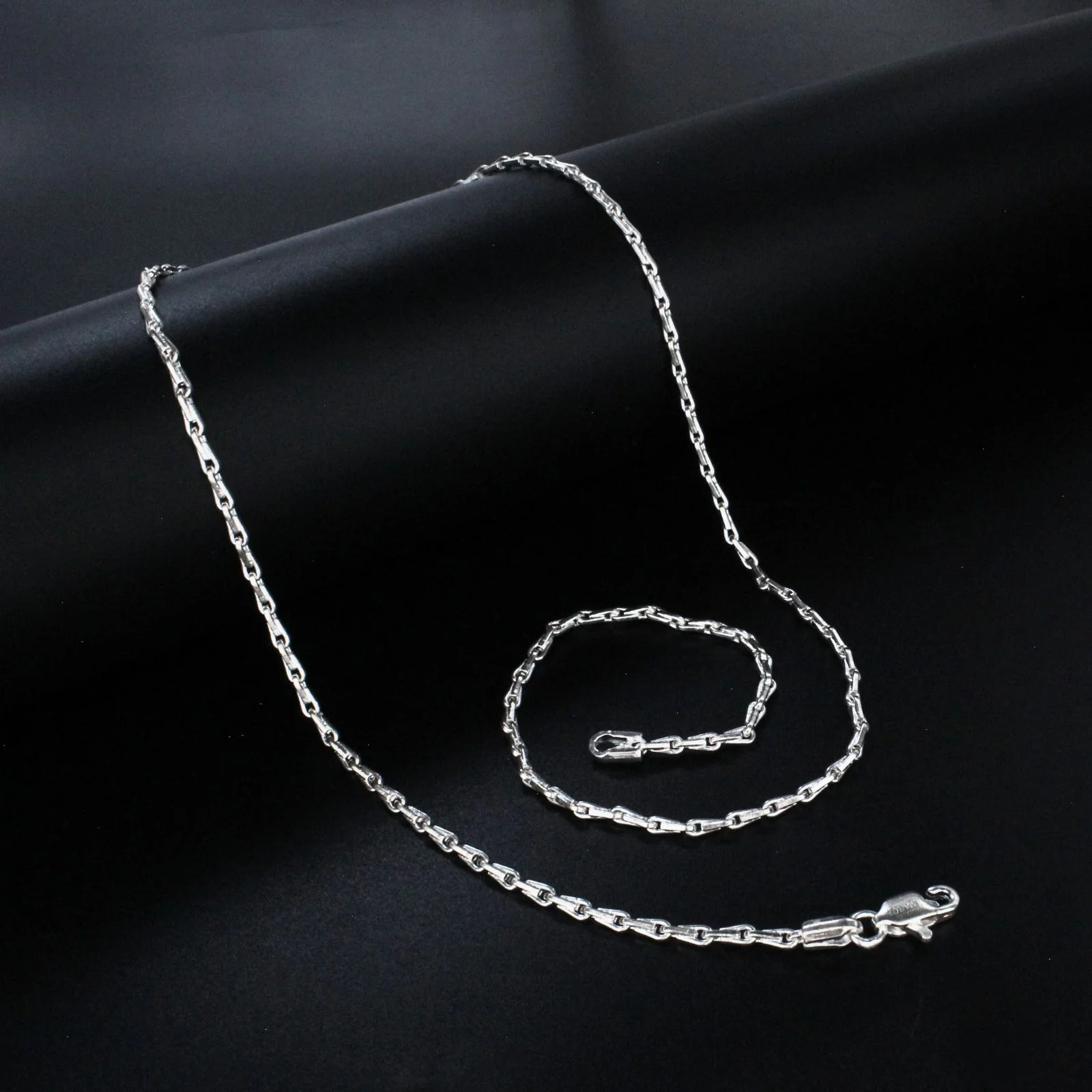 Real Silver trendy rice design Neck chain 22"