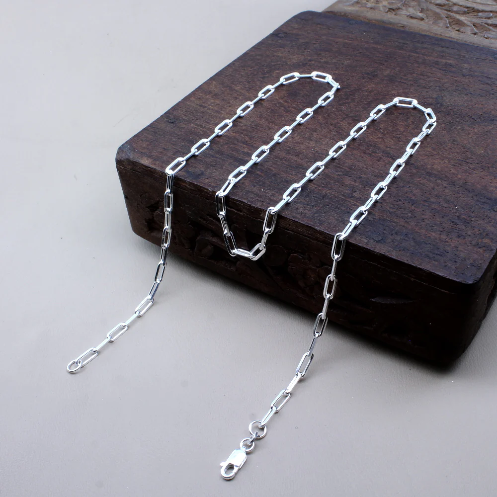Real Solid Silver Indian Box Style Chain 20" Neck Chain