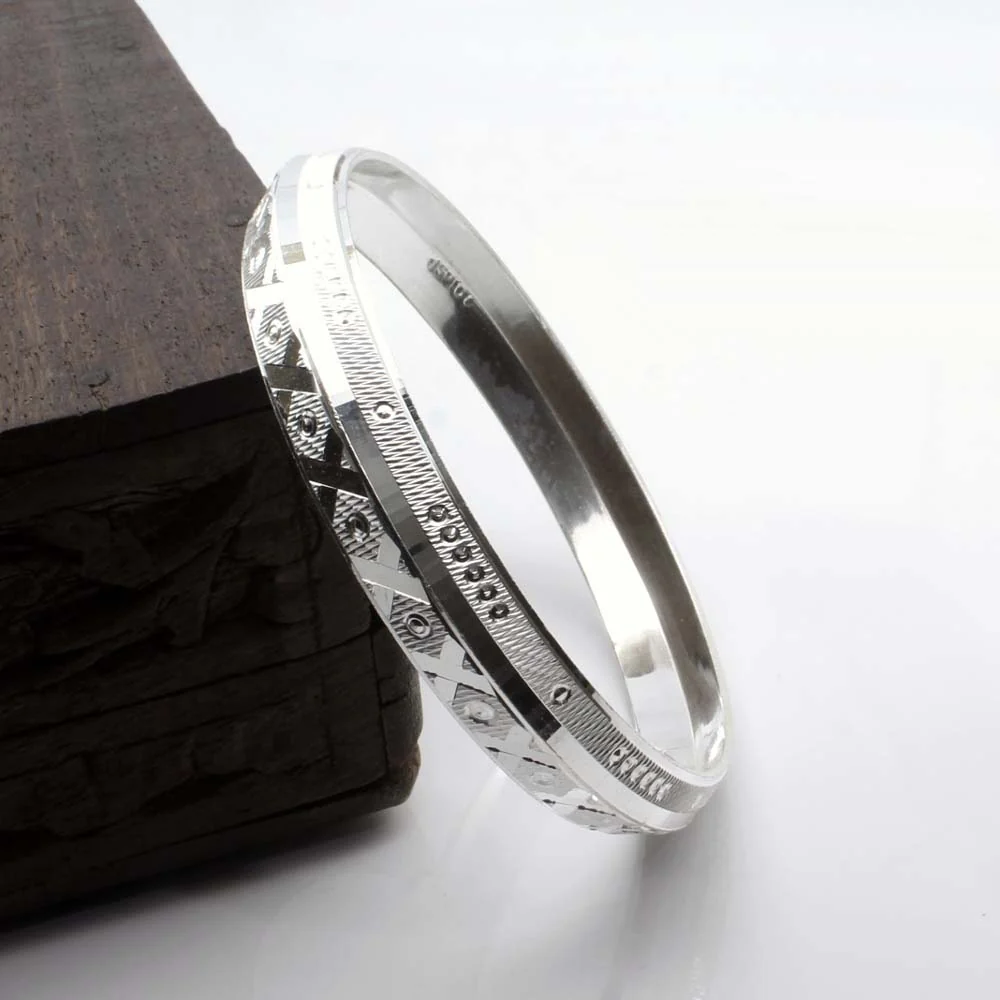 Real Solid Silver Men's Bangle Bracelet